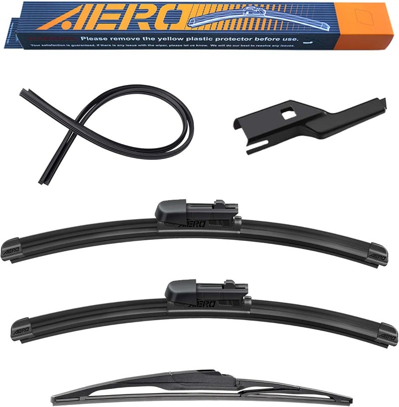 AERO Wipers Replacement for Subaru Crosstrek 2023 2022 2021 2020 2019 2018 Impreza 2023-2017, 26"+16" Front + 12" Rear, All-Season Windshield Wiper Blades with Extra Squeegee Refills + 1-Year Warranty - Image 1