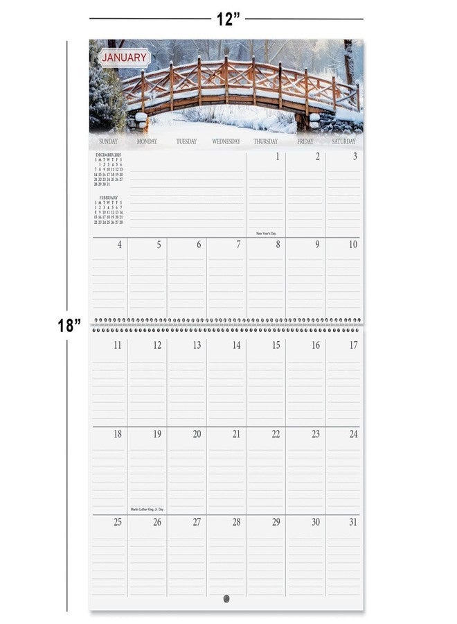 Current 2026 Seasons Big Grid Wall Calendar, 12-Inch x 9-Inch Size Closed, 18-Inch Size Open, Large Bookstore-Quality, Spiral-Bound Hanging Monthly Calendars for Kitchen & Office, by Current - Image 2