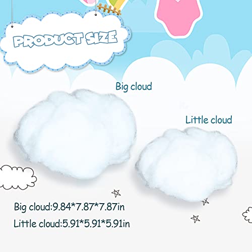 tchrules Cotton Simulation Cloud Decorations 3D Artificial Fake Clouds Props, Clouds for Ceiling, Room DIY Cloud Decor Art Stage Wedding Party for Stage Show Party Decor (6 Pieces, Small and Medium Size) - Image 3