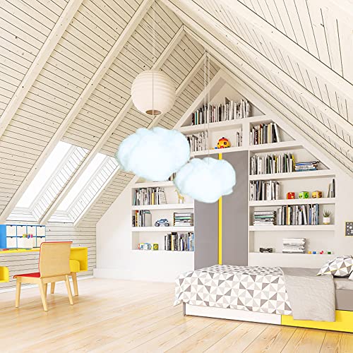 tchrules Cotton Simulation Cloud Decorations 3D Artificial Fake Clouds Props, Clouds for Ceiling, Room DIY Cloud Decor Art Stage Wedding Party for Stage Show Party Decor (6 Pieces, Small and Medium Size) - Image 2
