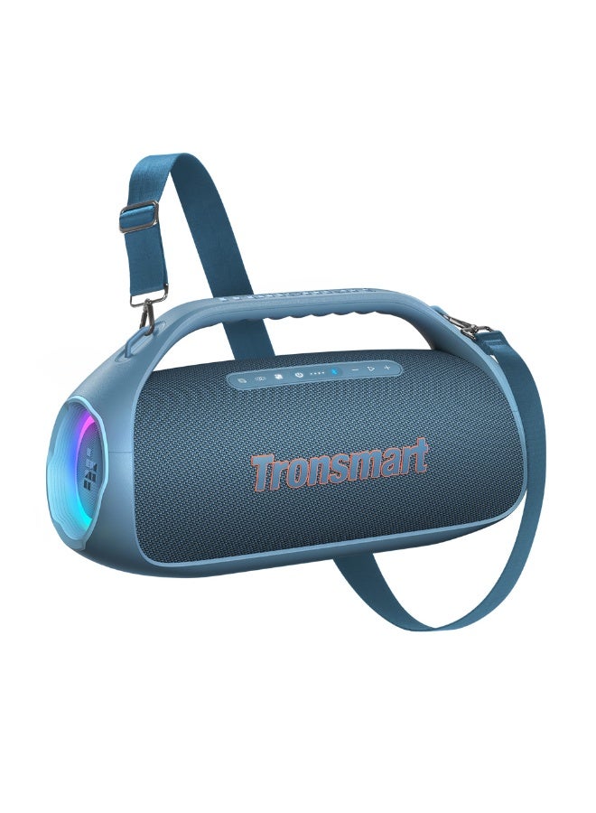 ترونسمارت مكبر صوت ترونسمارت بانج 2 المحمول بتقنية البلوتوث، صوت قوي 90 واط، جهير عميق، مقاوم للماء IPX6، أضواء حفلات RGB، وقت تشغيل 26 ساعة، بلوتوث 5.3، إقران TWS، باور بانك والتحكم بالتطبيق (أزرق) - Image 1