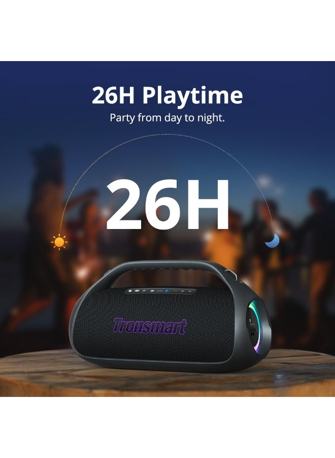 ترونسمارت مكبر صوت ترونسمارت بانج 2 المحمول بتقنية البلوتوث، صوت قوي 90 واط، جهير عميق، مقاوم للماء IPX6، أضواء حفلات RGB، وقت تشغيل 26 ساعة، بلوتوث 5.3، إقران TWS، باور بانك والتحكم بالتطبيق (أزرق) - Image 2