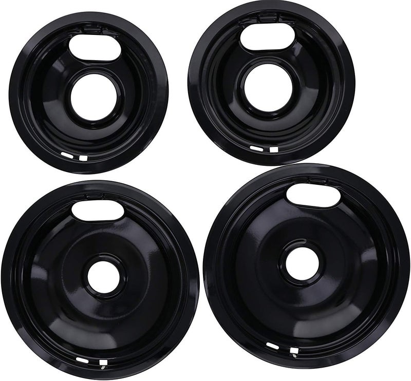 Kitchen Basics 101 Made in the USA 2024 Upgraded W10290350 W10290353 Porcelain Burner Drip Pan Bowls - Compatible with Whirlpool Electric Range, Cooktop 4 Pack - Image 1
