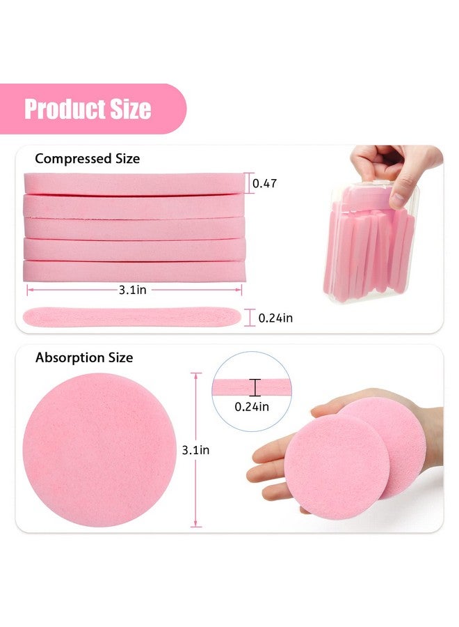 Luxiv 240+1 Count Compressed Facial Sponges, Luxiv Round Face Sponge Professional Compressed Makeup Removal Sponges for Estheticians Wash Face Sponge Compress Exfoliating Spa Pads With Portable Case (Pink) - Image 2
