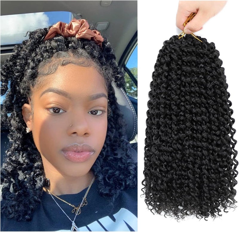 Dansama 6 Packs Passion Twist Hair Water Wave Braiding Hair for Butterfly Style Crochet Braids Bohemian Hair Extensions (12inch, #1B, Economy Pack) - Image 1