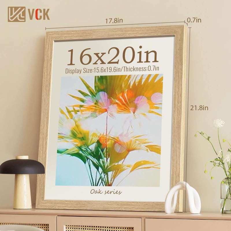 VCK 16x20 Frames Wood for Wall, Natural Oak Picture Frame 3 Pack, Display Photos, Prints, Artwork, Wall Hanging - Image 2