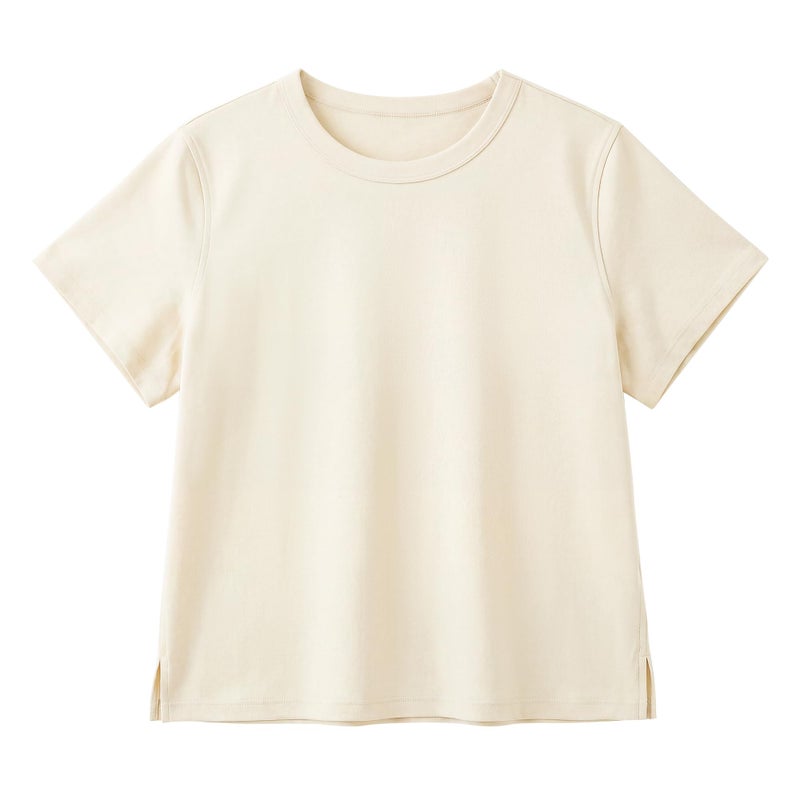 Stelle Women's Cotton T-Shirts Crewneck Short Sleeve Basic Tees Summer Casual Solid Crop Tops(Off White,L) - Image 1