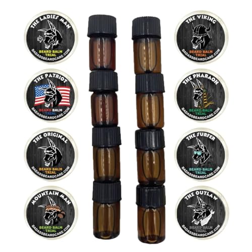 Badass Beard Care Trial Kit For Men  8 Packs Trial Sizes of Beard Balm  Beard Oil