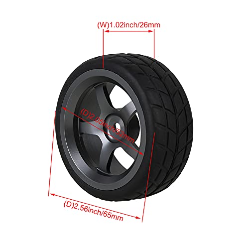 Mxfans Grey 5 Spoke Aluminium Alloy Wheel Rims & Black Square Pattern Rubber Tyres Tires for RC 1:10 On Road Racing Car Set of 4 - Image 5