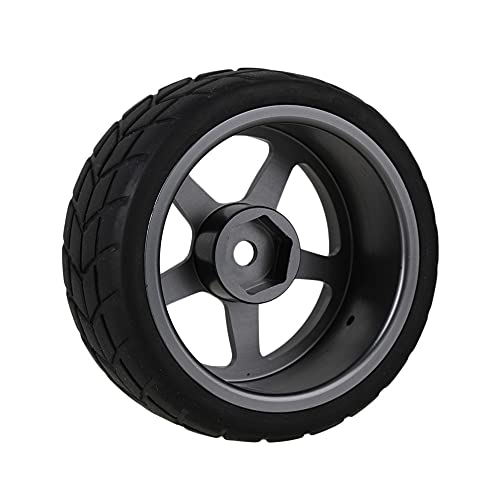 Mxfans Grey 5 Spoke Aluminium Alloy Wheel Rims & Black Square Pattern Rubber Tyres Tires for RC 1:10 On Road Racing Car Set of 4 - Image 3