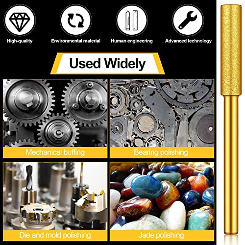 Chumia 30 Pcs Diamond Chainsaw Sharpener Stone Bit High Hardness Chainsaw Sharpening Titanium Plated Wheels Grinding Tool for Electric Chain Saw Jewelry Stone, 5/32, 3/16, 7/32 Inches (Gold) - Image 5