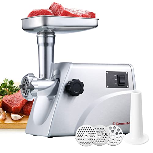 Sunmile SM-G33 Electric Meat Grinder - 1HP 800W Max Power - ETL Stainless Steel Meat Grinder Mincer Sausage Stuffer, Stainless Steel Blade and Plates and 1 Sausage Maker - Image 1