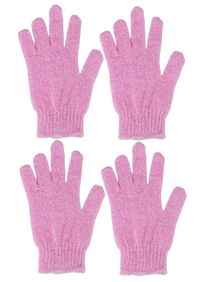 CREHODEC 4 Pcs Shower Gloves, Exfoliating Gloves, Exfoliating Mitt, Exfoliating Body Scrub, Loofah Bath Gloves for Men, Women (Pink, 4) - Image 1