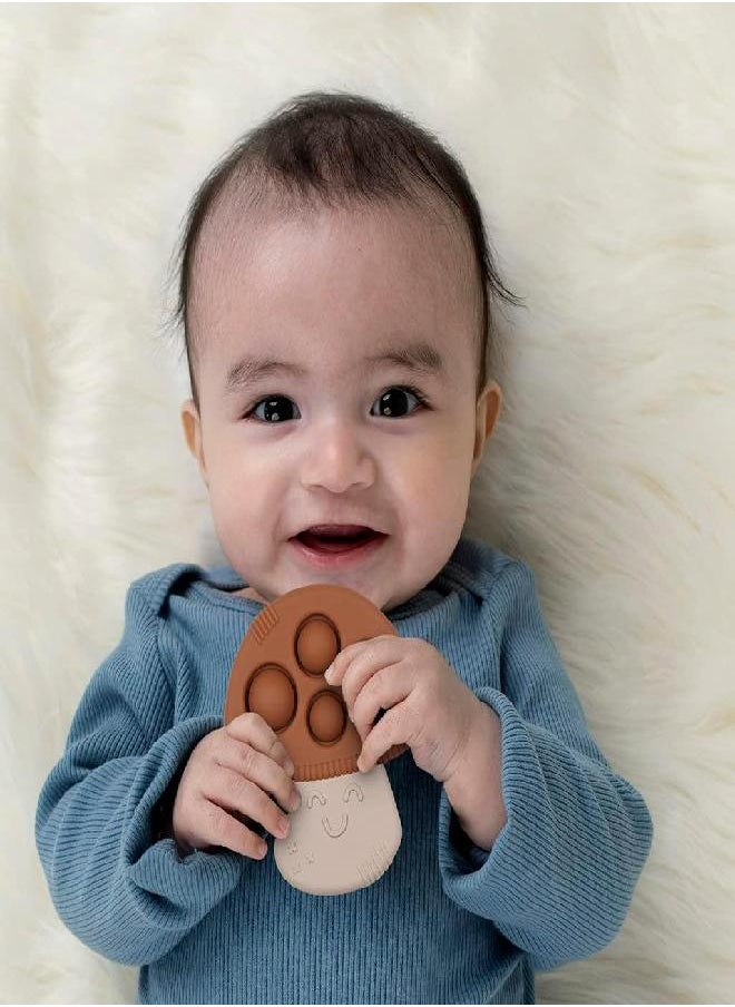 Itzy Ritzy Itzy Ritzy Sensory Popper Toy - Itzy Pop Toy Features Raised Textures to Soothe Sore Gums; Relieves Stress and Improves Fine Motor Skills; Can Attach to a Bag or Pacifier Strap; Mushroom  - Image 3