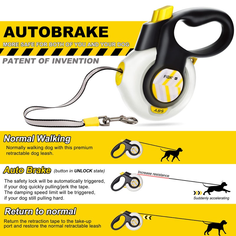 FIDA AutoBrake Retractable Dog Leash. Advanced Patented Design for Dog Pulling, 16 ft Heavy Duty No Pull Pet Walking Leash for Large Breeds. Tangle Free, Soft Grip, Large Size - Image 2