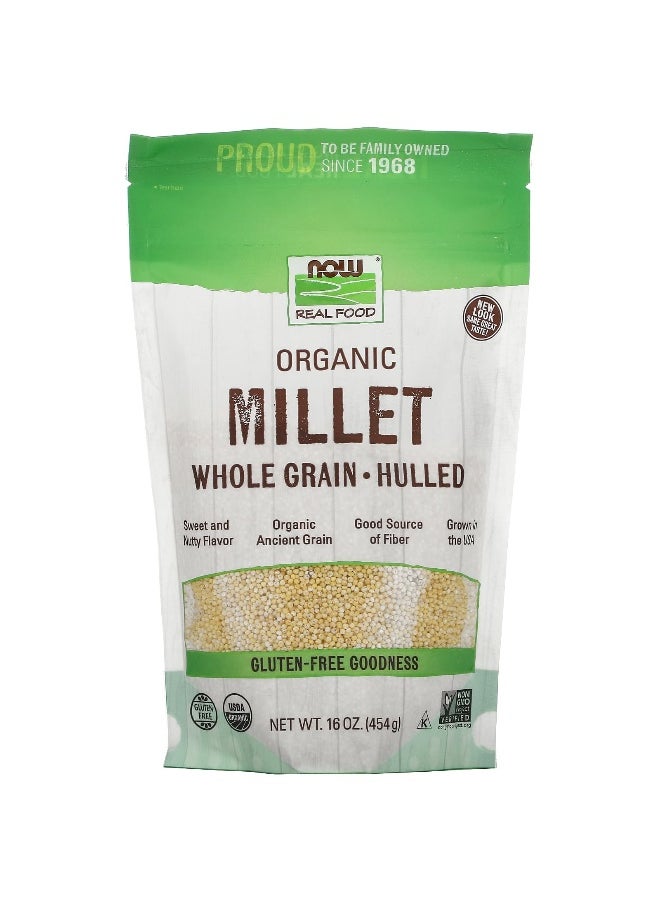 Now Foods NOW Foods, Organic Millet Whole Grain, Gluten Free, 16 oz (454 g)  - Image 1