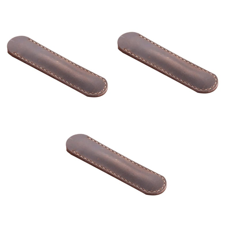 Handmade Leather Pen Case Holder Desk Organizer For Fountain Pens Size 1x3pcs Coffeex3pcs - Image 2