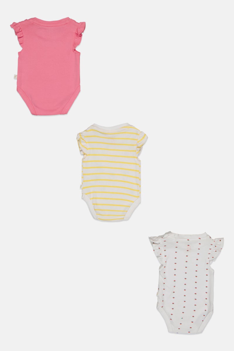 Hamleys Toddlers Girl 3 Pieces Graphic Print Flutter Sleeve Bodysuit, Multicolor - Image 3