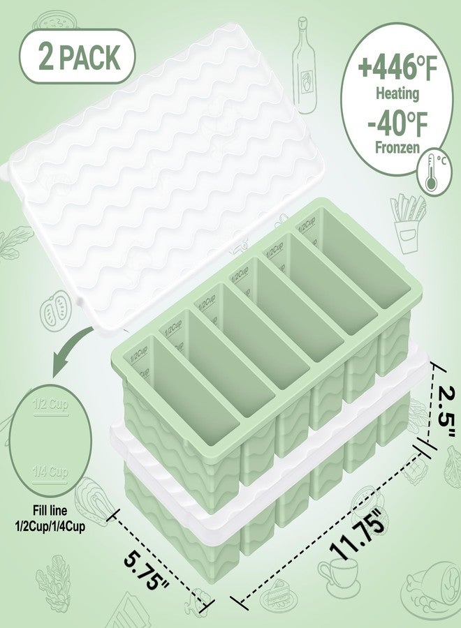 Aopigavi 1/2 Cup Silicone Freezer Molds with Lid, 2-Pack Silicone Freezer Trays for Soup, Sauce & Broth - Meal Prep Containers, Large Ice Cube Tray, Oven & Dishwasher Safe - Image 2