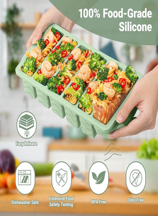 Aopigavi 1/2 Cup Silicone Freezer Molds with Lid, 2-Pack Silicone Freezer Trays for Soup, Sauce & Broth - Meal Prep Containers, Large Ice Cube Tray, Oven & Dishwasher Safe - Image 3