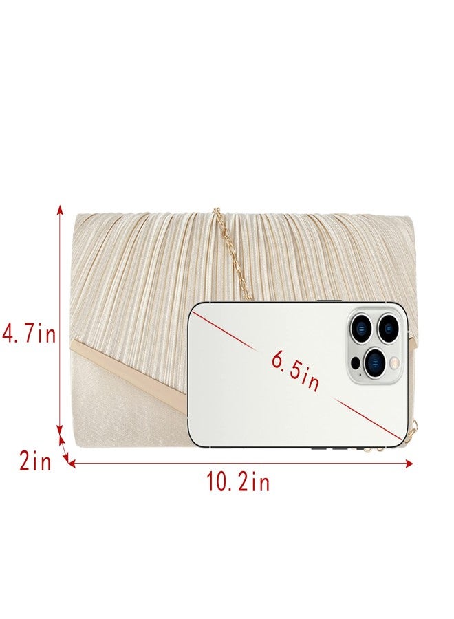 Queena Women's Sequin Envelope Clutch Purse - Shiny Glitter Evening Bag with Detachable Chain for Wedding, Party, Prom - Crossbody Shoulder Handbag (Apricot) - Image 2