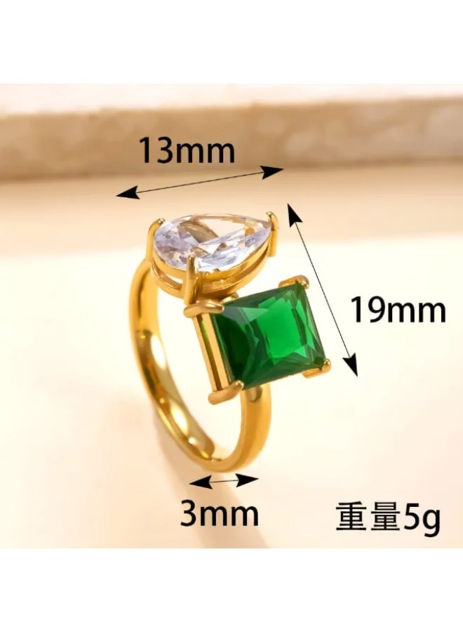 Sosha Elegance Duet Geometric Emerald Ring