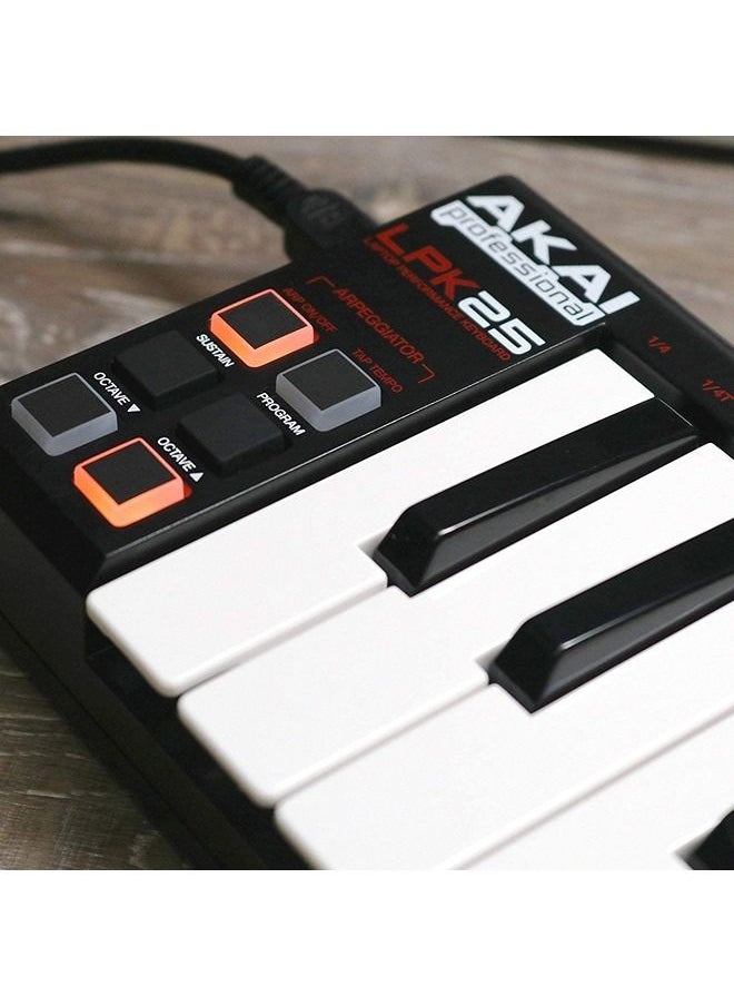 AKAI Professional LPK25 - USB MIDI Keyboard controller with 25 Velocity-Sensitive Synth Action Keys for Laptops (Mac & PC), Editing Software included,MultiColored