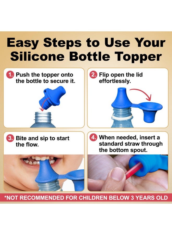 Samorillo [4 Pack] Sipppz Nozzles - No Spill Silicone Bottle Top Spout - Soft, Flexible Silicone - Blue, Green, Yellow, Pink - Fit Most Standard Bottles - BPA-Free, Latex-Free, Lead-Free - Image 5