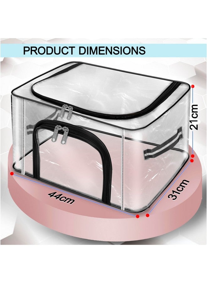 Storite 5 Pack 28 L Transparent PVC Wardrobe Bag Underbed Moisture Proof Cloth Storage Organizer, Storage box for Clothes Saree Bags with Zippered Closure & Handle (44 x 31 x 21 cm) - Image 2