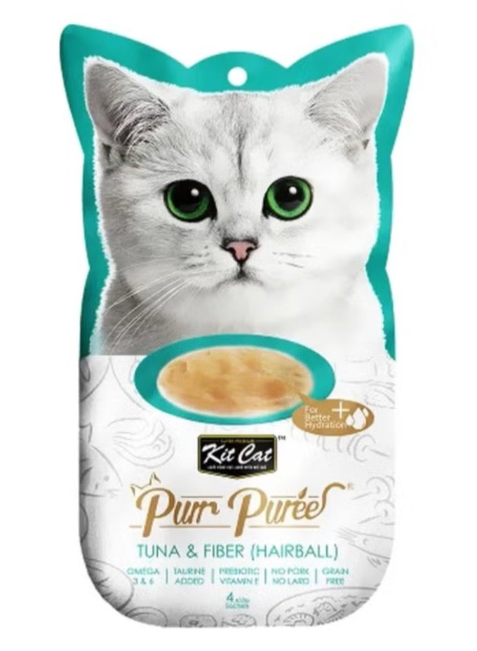 Kit Cat Pack of 4 Balls of Mashed Tuna and Multi-Colored Fiber 15g