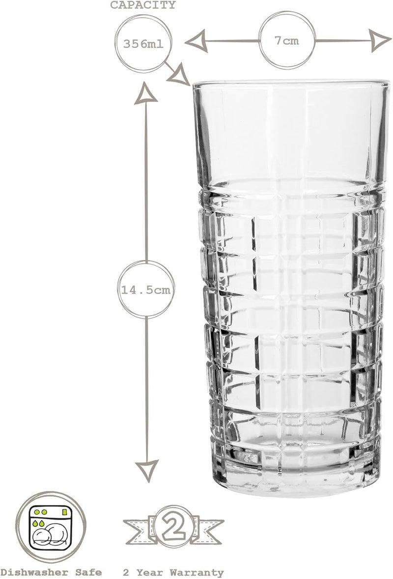 LAV Long Glasses Set of 6  Versatile Glasses for Juice Iced Tea and More  Sleek Design  Ideal for Home Parties and Everyday Use  Durable Glass  Dishwasher Safe  1225 oz  356 cc - Image 3
