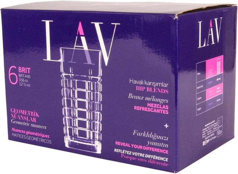 LAV Long Glasses Set of 6  Versatile Glasses for Juice Iced Tea and More  Sleek Design  Ideal for Home Parties and Everyday Use  Durable Glass  Dishwasher Safe  1225 oz  356 cc - Image 5