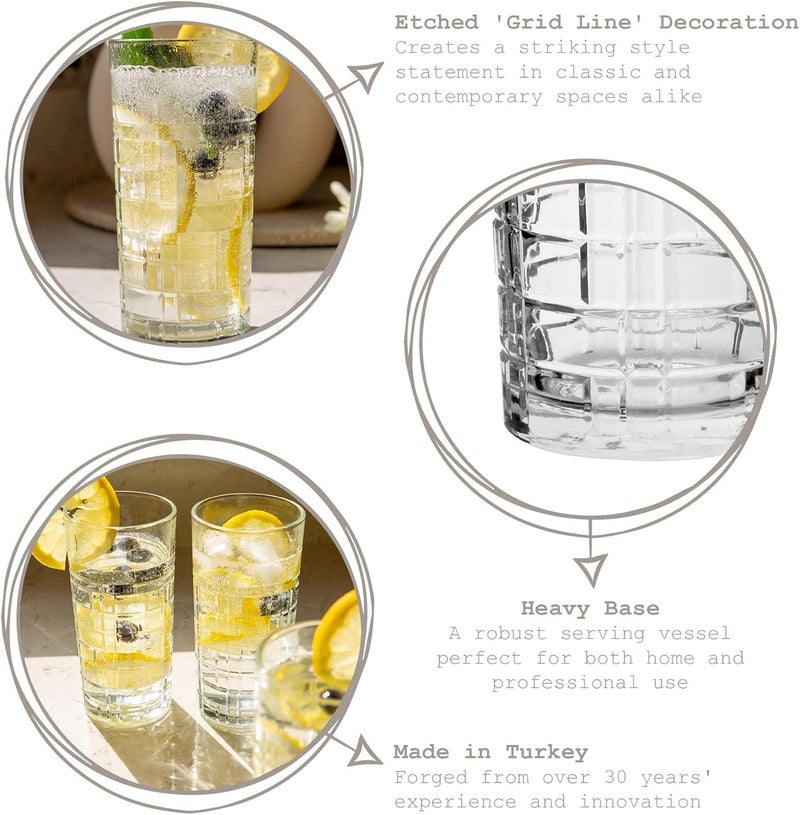 LAV Long Glasses Set of 6  Versatile Glasses for Juice Iced Tea and More  Sleek Design  Ideal for Home Parties and Everyday Use  Durable Glass  Dishwasher Safe  1225 oz  356 cc - Image 2