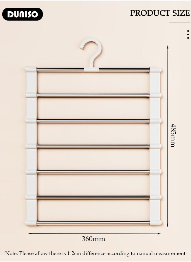 DUNISO - 2 Packs Pants Hangers for Closet Storage ,  Space Saving Clothes Hanger ,Collapsible Pants Storage, Multifunctional Closet Srganizer,  Non-Slip Trousers Hangers Scarf Hanger , Organizer Rack for Pants Jeans Scarf - Image 1