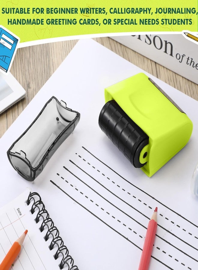 Nezyo Double Dashed Handwriting Lines Practice Roller Stamp Self Inking Quickly Line Rolling Teacher Stamps Sentence Strips Practice Tools for Kids Teachers Parents Educators Classroom Office, Green - Image 5