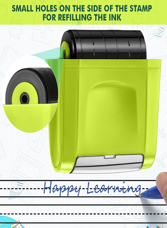 Nezyo Double Dashed Handwriting Lines Practice Roller Stamp Self Inking Quickly Line Rolling Teacher Stamps Sentence Strips Practice Tools for Kids Teachers Parents Educators Classroom Office, Green - Image 4