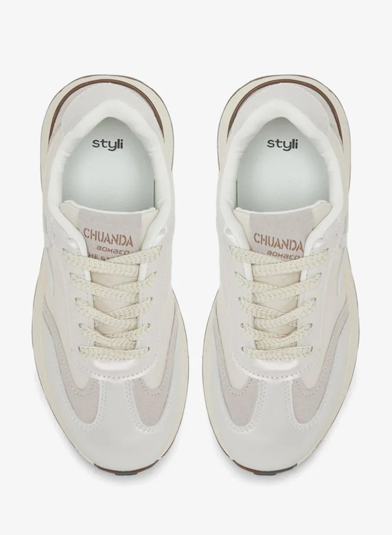 Styli  Classic Star Logo Lace Up Sneakers for Women | Best Price UAE