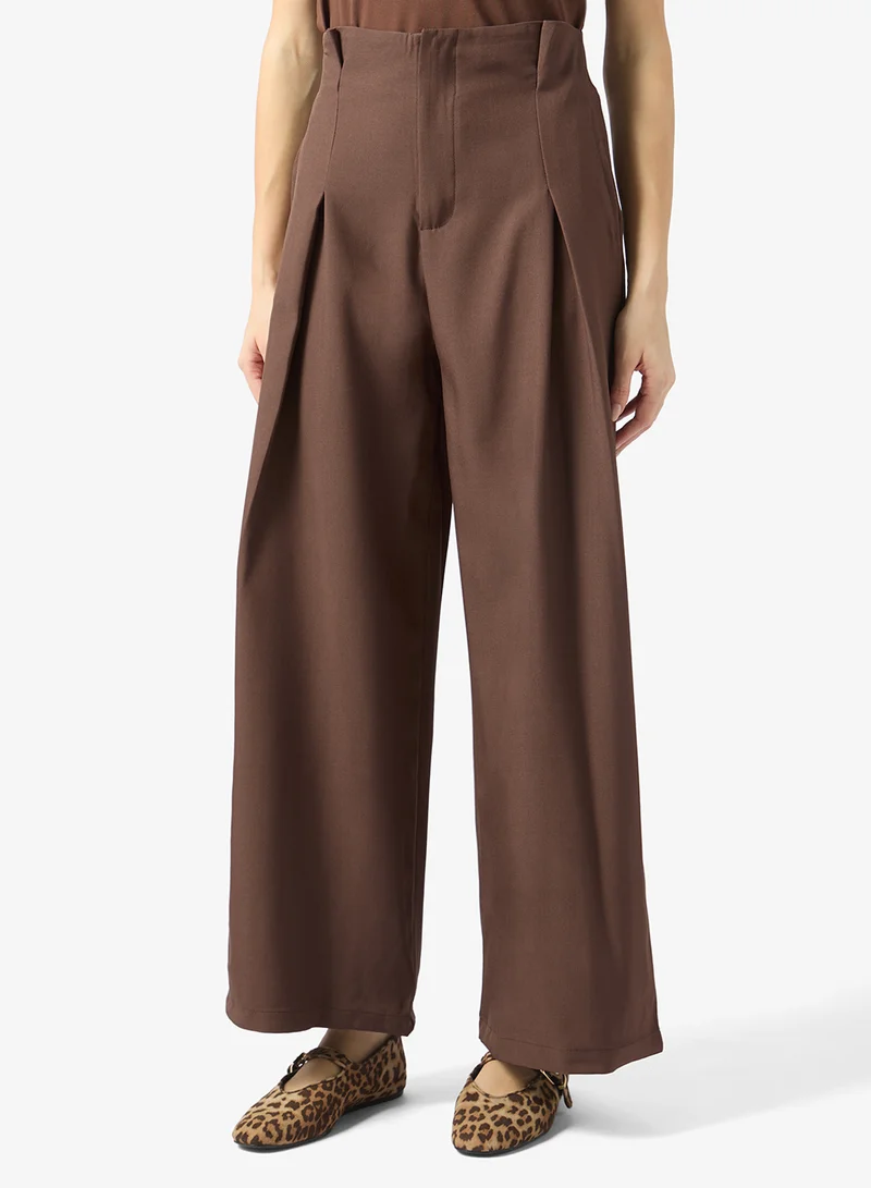 Ginger High Rise Pleat Detail Barrel Trousers