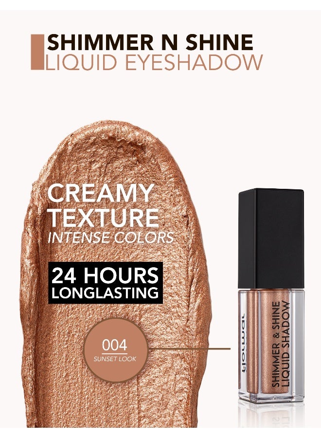 flormar Shimmer & Shine Liquid Shadow – 004 Sunset Look – Long-Wear Liquid Eyeshadow, Pearlescent Shimmer, Buildable Glow, Crease-Resistant Look - Image 5