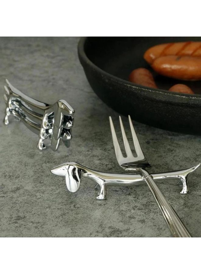 Silvery Golden Dog Chopsticks Holder 1pc Creative Table Setting Supplies - Image 1
