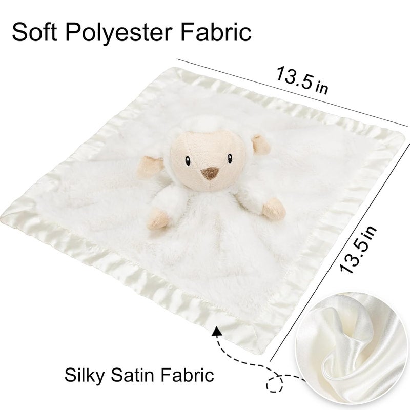 BEILIMU Baby Security Blanket for Boys Girls, Lovey Soft for Newborn Cute Lamb Snuggle Toy Plush Stuffed Animal, White 16 Inch - Image 2