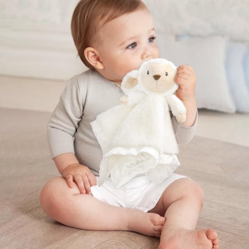 BEILIMU Baby Security Blanket for Boys Girls, Lovey Soft for Newborn Cute Lamb Snuggle Toy Plush Stuffed Animal, White 16 Inch - Image 4
