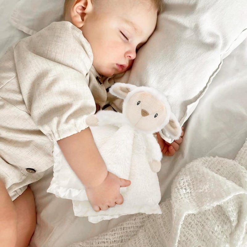 BEILIMU Baby Security Blanket for Boys Girls, Lovey Soft for Newborn Cute Lamb Snuggle Toy Plush Stuffed Animal, White 16 Inch - Image 3