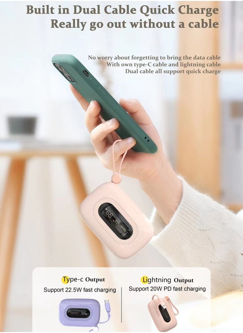 Wopow - Wopow SQ27 Mini Power Bank 10000mAh 22.5W Quick Charging PD 20W with Digital display built in cable For iPhone & C Type - Image 1
