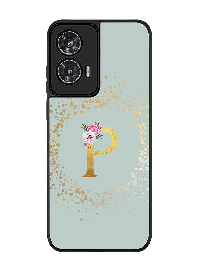 Stylizedd For Motorola Edge 50 Fusion 5G Case,Slim fit Camera Protection, Shockproof Thin Phone cover  - Custom Monogram Floral - P  (Light Grey ) - Image 1