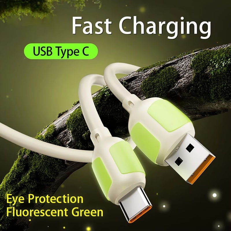 كابل USB-C سريع الشحن والبيانات 6A مع ضوء فلورسنت من هلام السيليكون بطول 1.5 متر (4.92 قدم) لإكسسوارات هواتف أندرويد - Image 4