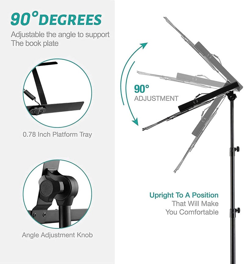 Device Of Urban Infotech حامل موسيقي قابل للتعديل لحفظ النوتات والكلمات | مع حقيبة حمل | حامل كتب مكتبي | مناسب للنوتات | الكتب | ممارسة الكمان | الأداء الآلي والمسرحي - Image 4