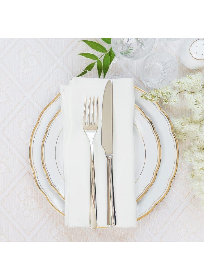 KCDMBUE 25 Pack White Disposable Linen Feel Napkins with Built-In Flatware Pocket, Prefolded Cloth Like Dinner Napkins for Weddings, Parties, Events, Restaurants (40 x 40 cm)  - Image 5