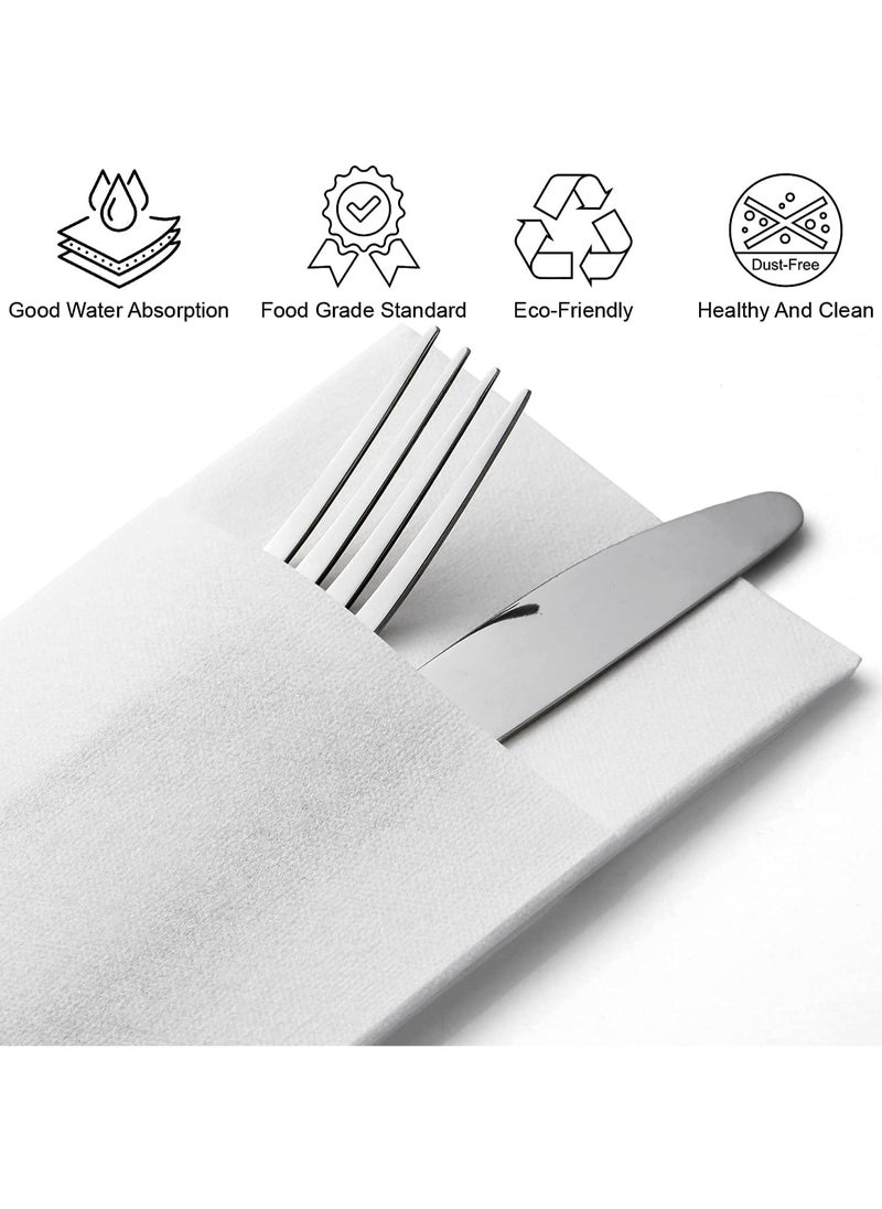 KCDMBUE 25 Pack White Disposable Linen Feel Napkins with Built-In Flatware Pocket, Prefolded Cloth Like Dinner Napkins for Weddings, Parties, Events, Restaurants (40 x 40 cm)  - Image 2