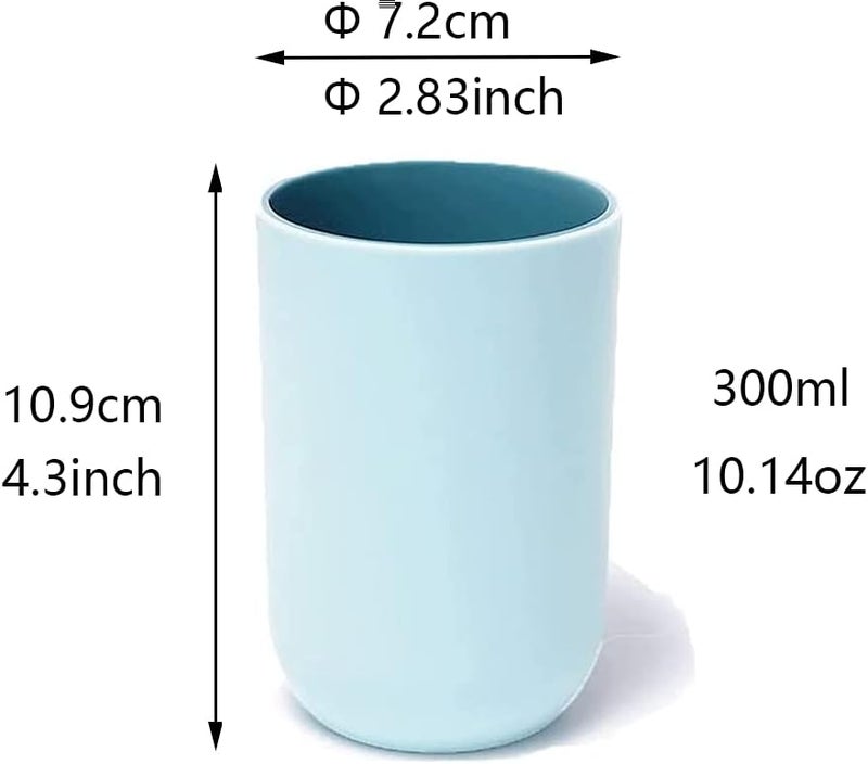 RabyLeo Unbreakable Reusable Drinking Cups Set of 2 Colors, Plastic Toothbrush Cup Tumblers 300 ml/10.5 oz, Dishwasher Safe (Light blue & Navy blue) - Image 2